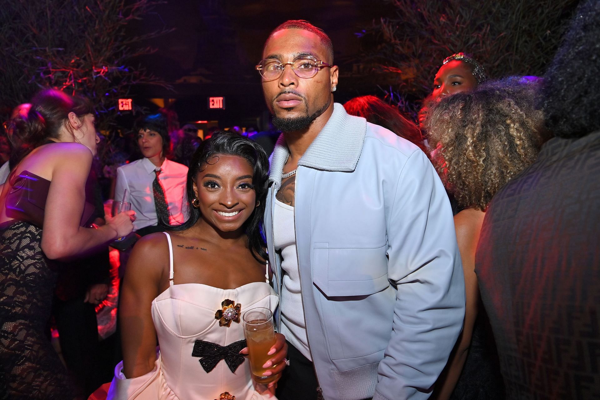 Biles and Owens at the Raising Cane's After Met Gala Lounge Serving Late-Night Chicken Fingers At Casa Cipriani In New York - (Source: Getty)